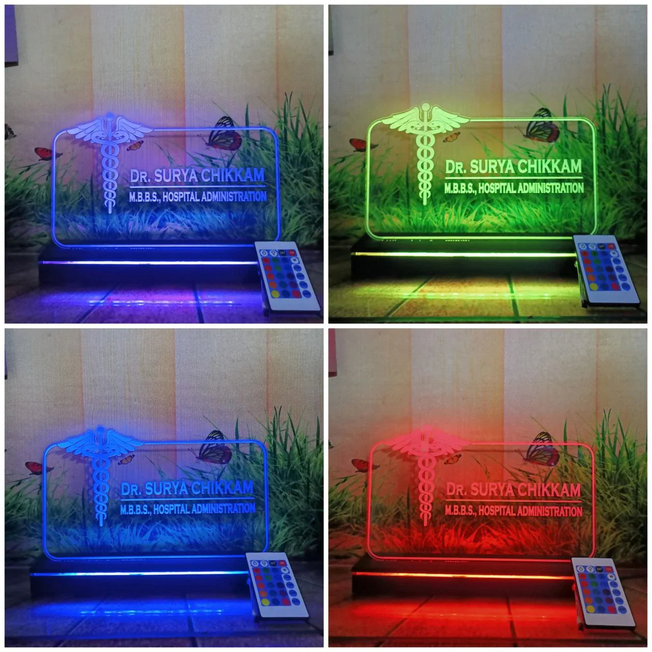 Acrylic Advocate Name Plate Laser Engrave LED Base Glowing - OSMLY