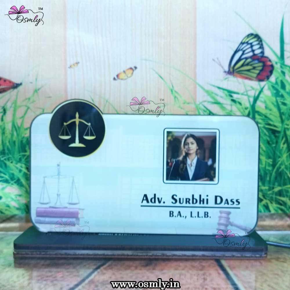 Customized UV Photo Name Plate for Advocate - OSMLY