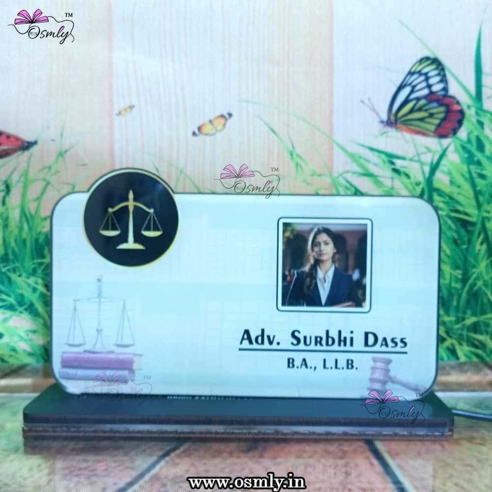 Customized UV Photo Name Plate for Advocate - OSMLY