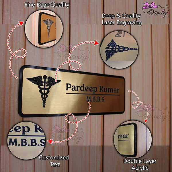 Acrylic Gold Dentist Name Plate - OSMLY