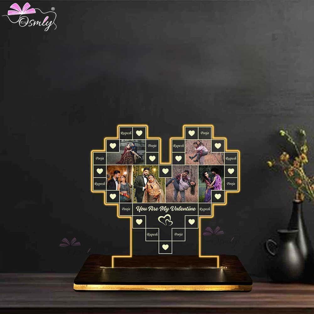 Acrylic Heart Collage LED Plaque - OSMLY