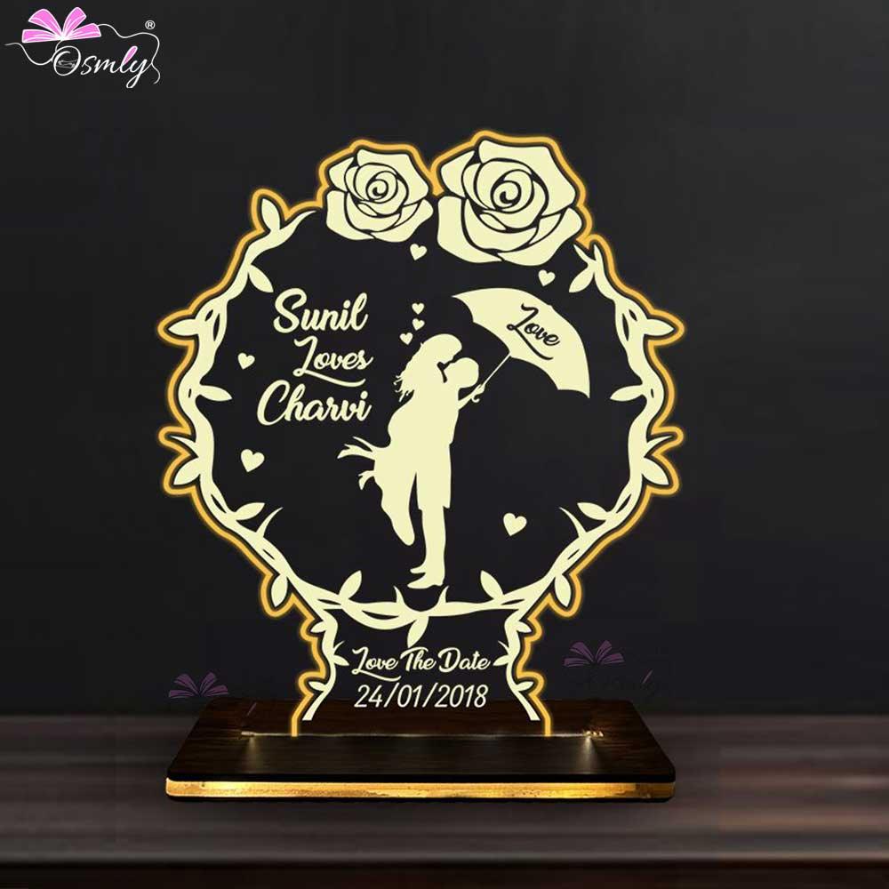 Roses Couple Acrylic LED Lamp - OSMLY