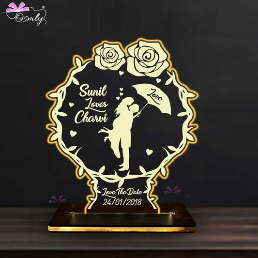 Roses Couple Acrylic LED Lamp - OSMLY