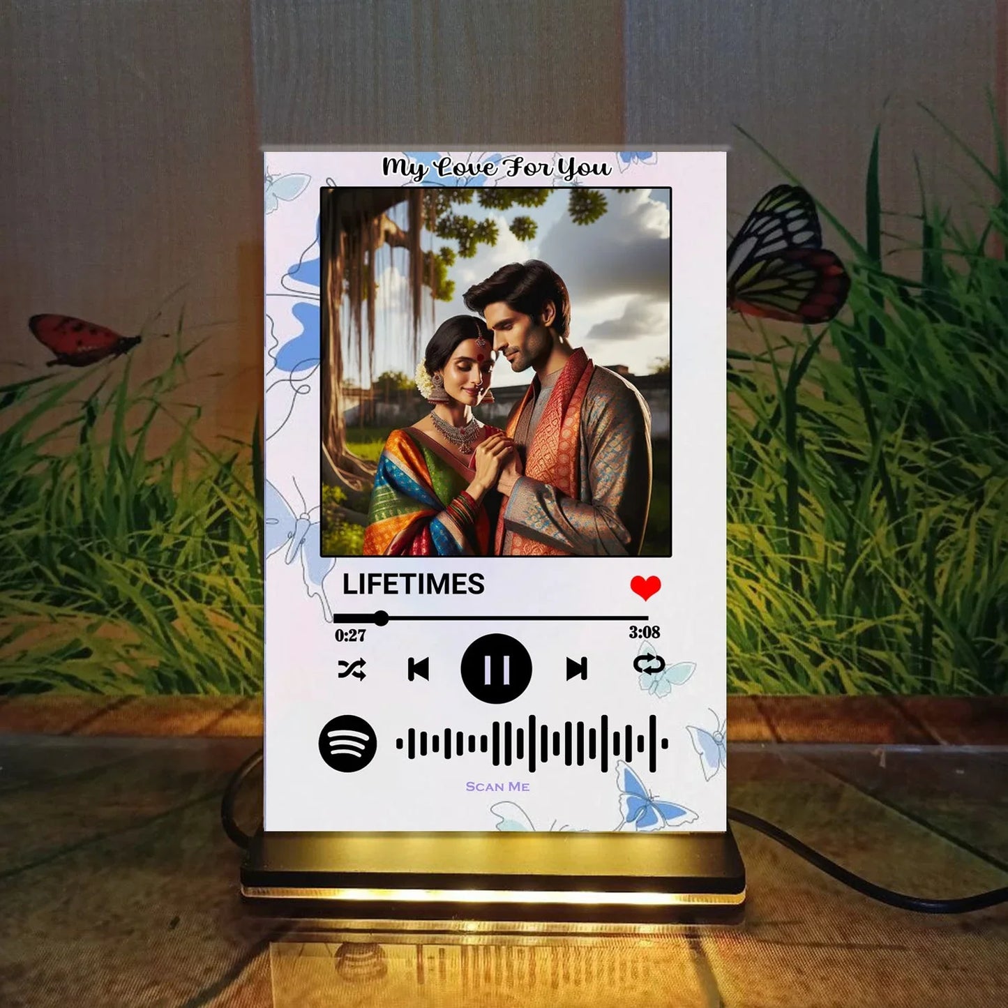 Blue Butterfly Acrylic Spotify Frame - OSMLY
