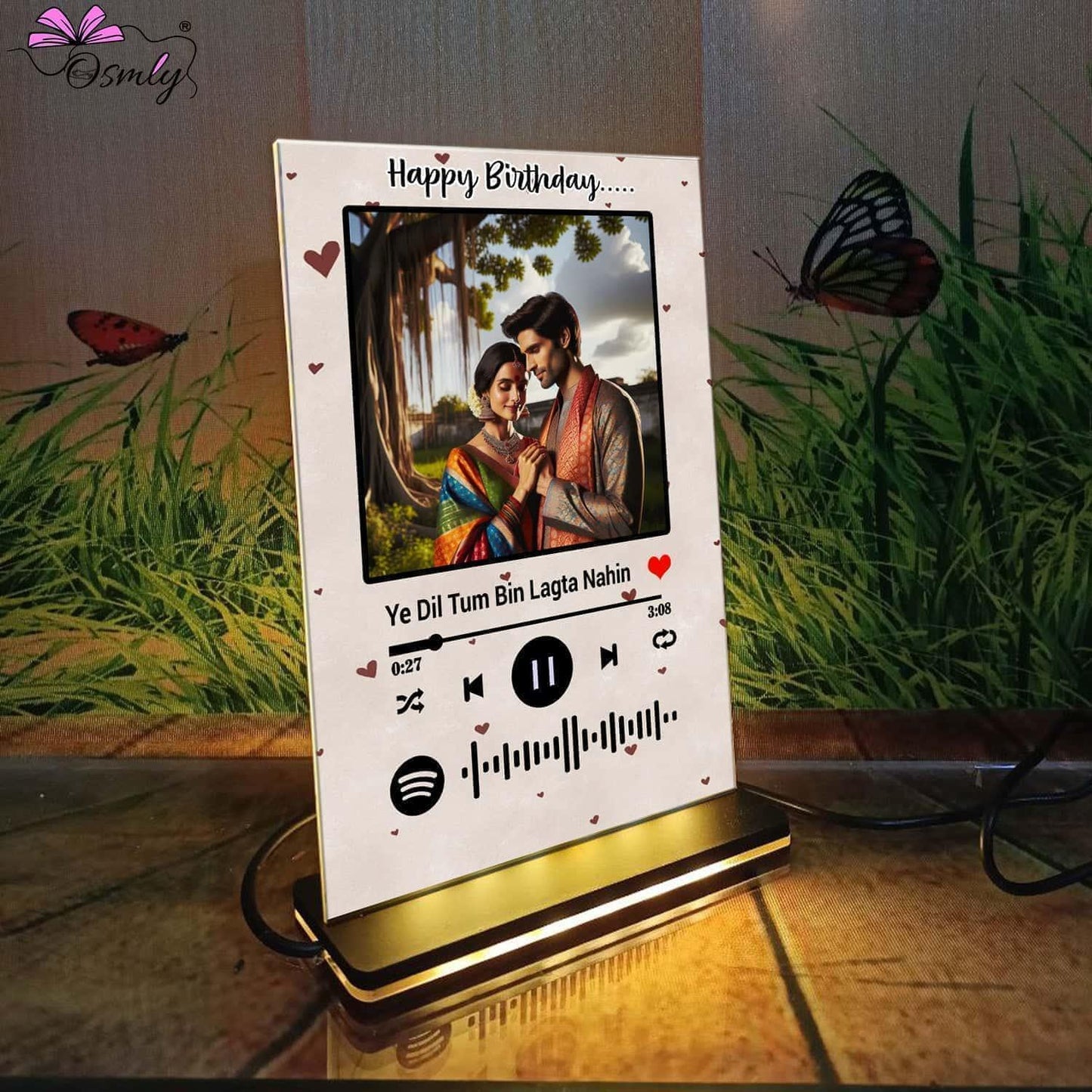 Brown Heart LED Spotify Plaque - OSMLY