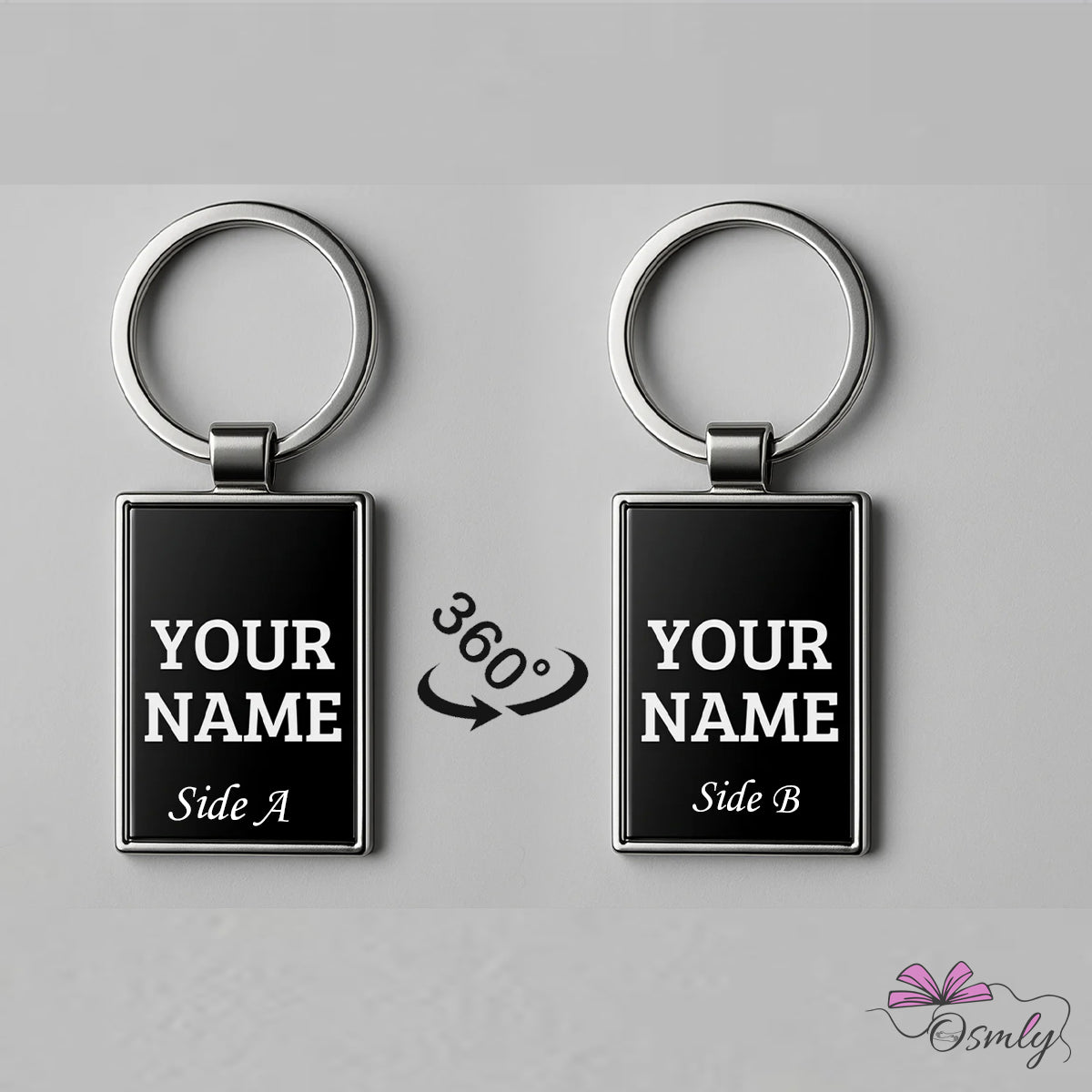 OSMLY Rectangular Black Metal Keychain from OSMLY Keychains