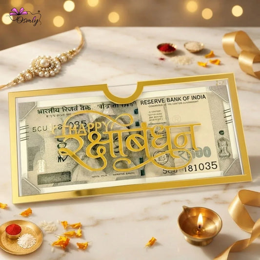 Gold Acrylic Cash Rakhi Envelope