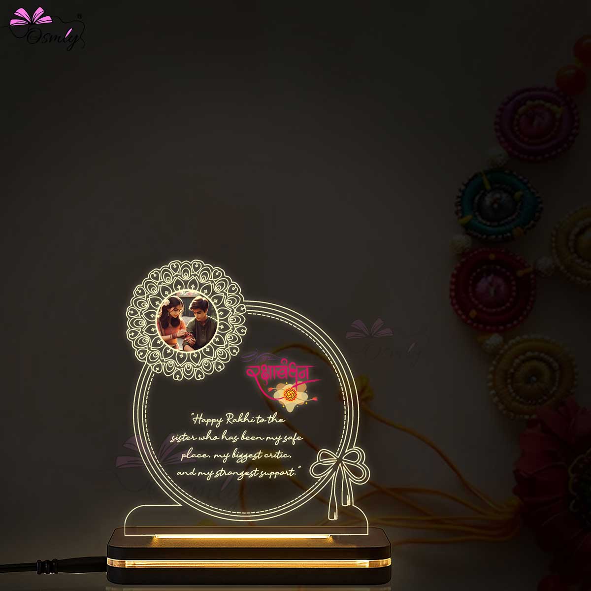 Acrylic Glowing Rakhi Lamp