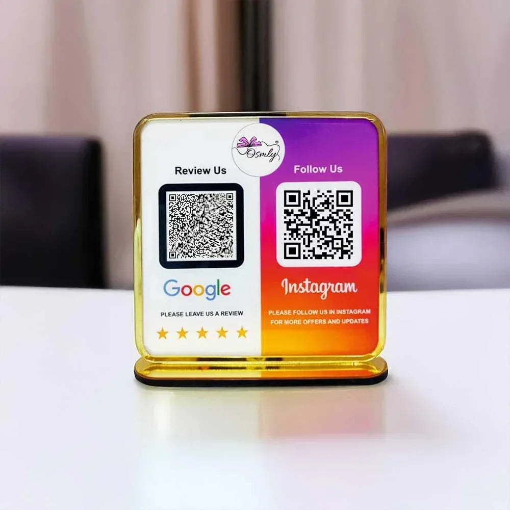 AcrylicGoogleInstagramReviewQRStand - OSMLY