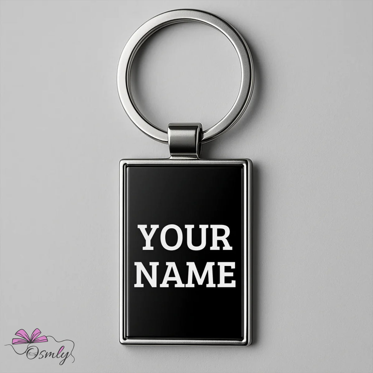 OSMLY Rectangular Black Metal Keychain from OSMLY Keychains