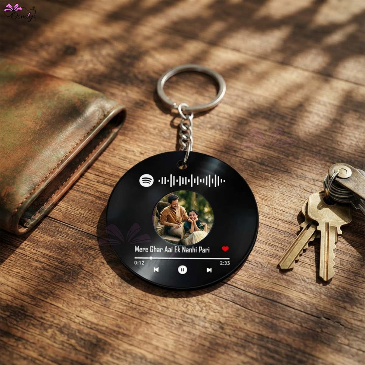 Black Round Spotify Keychain
