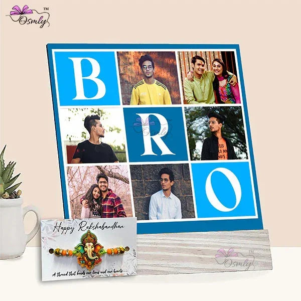Bro Wooden Standee with Rakhi - OSMLY
