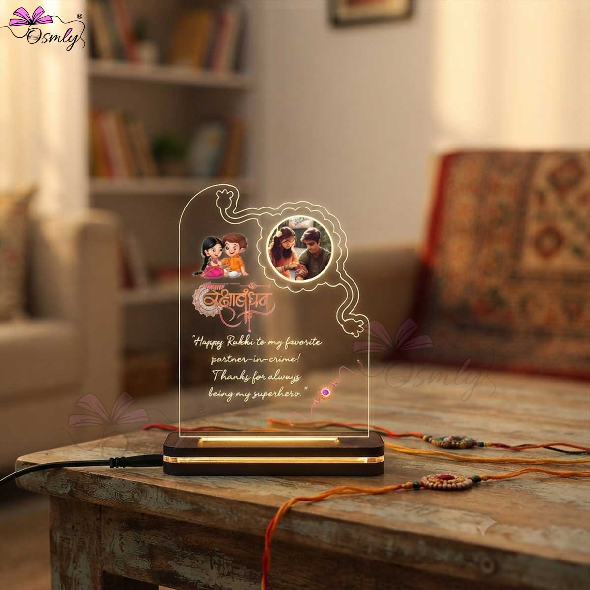 Brother Sister Photo Lamp