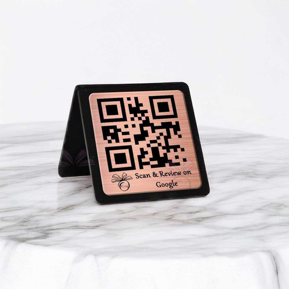 CustomizedSingleGoldAcrylicQRStand - OSMLY