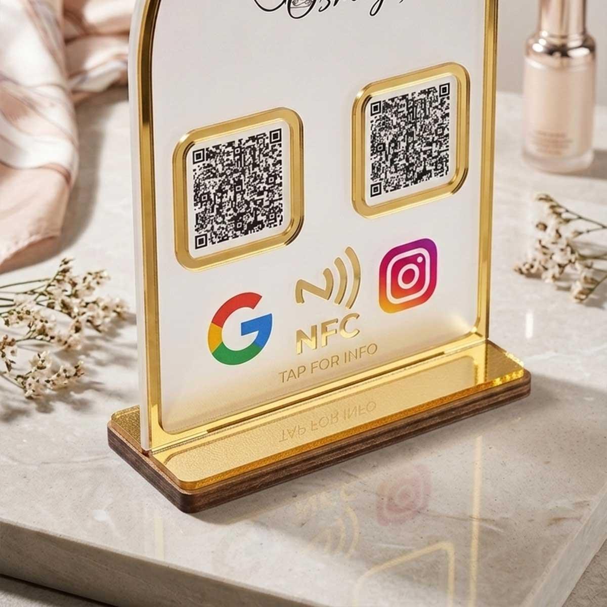 GoldBorderAcrylicQRStand_11 - OSMLY