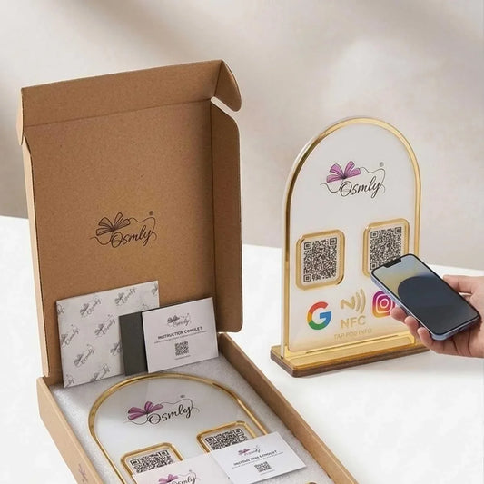 Gold Border Acrylic QR Stand