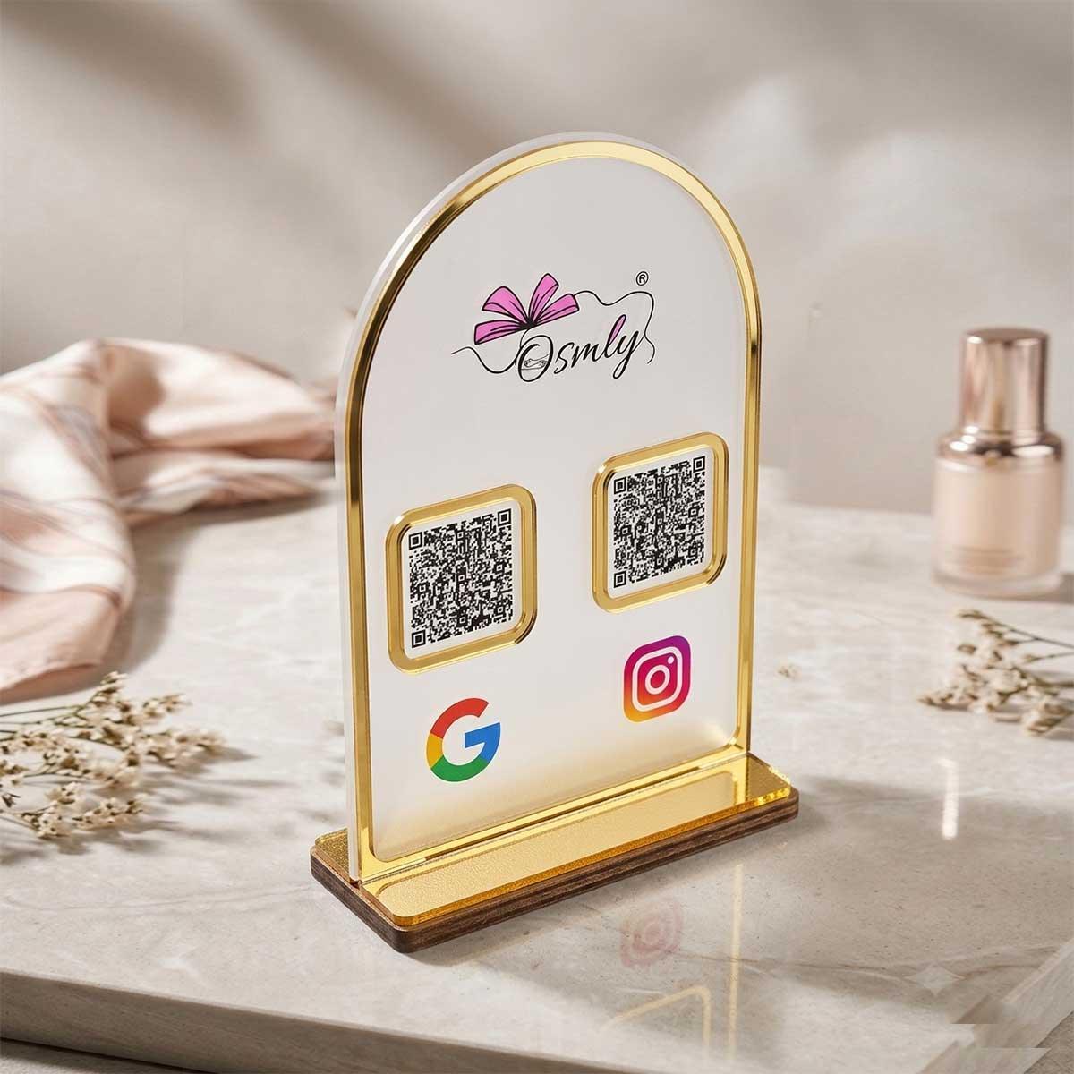 GoldBorderAcrylicQRStandee - OSMLY