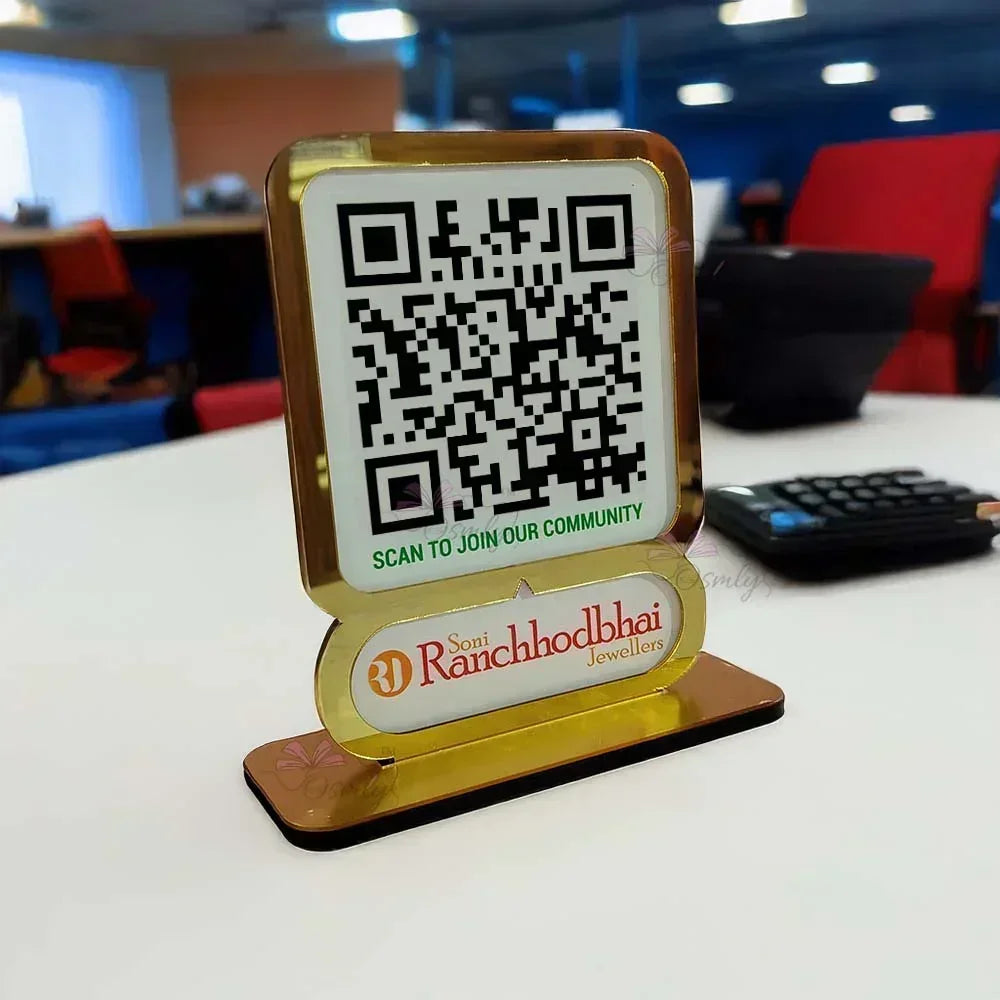 Gold_Border_Single_QR_Stand_online - OSMLY