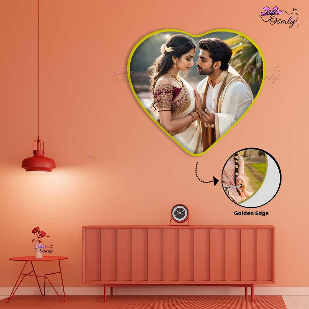 Heart Shaped Golden Acrylic UV Frame - OSMLY