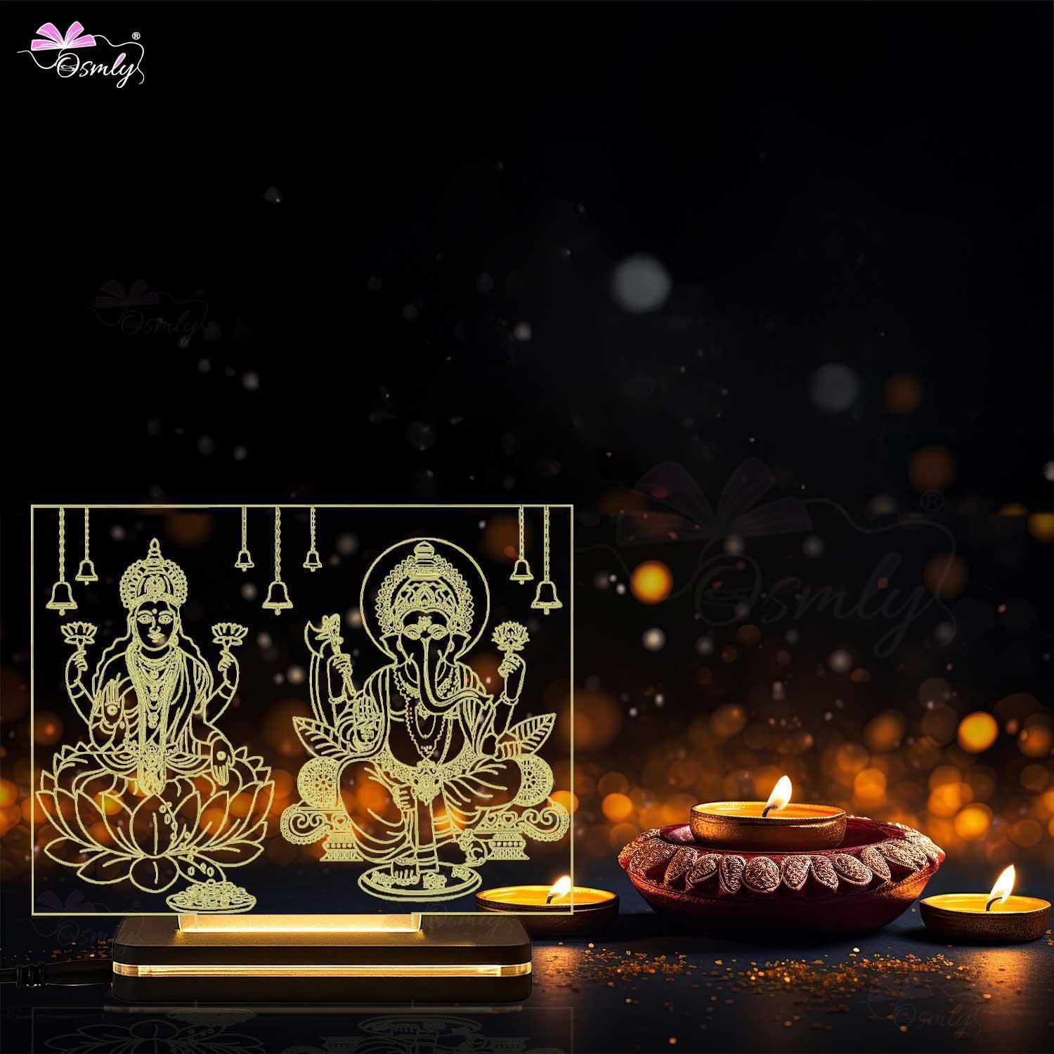 Lakshmi Ganesha Engraved Lamps - OSMLY
