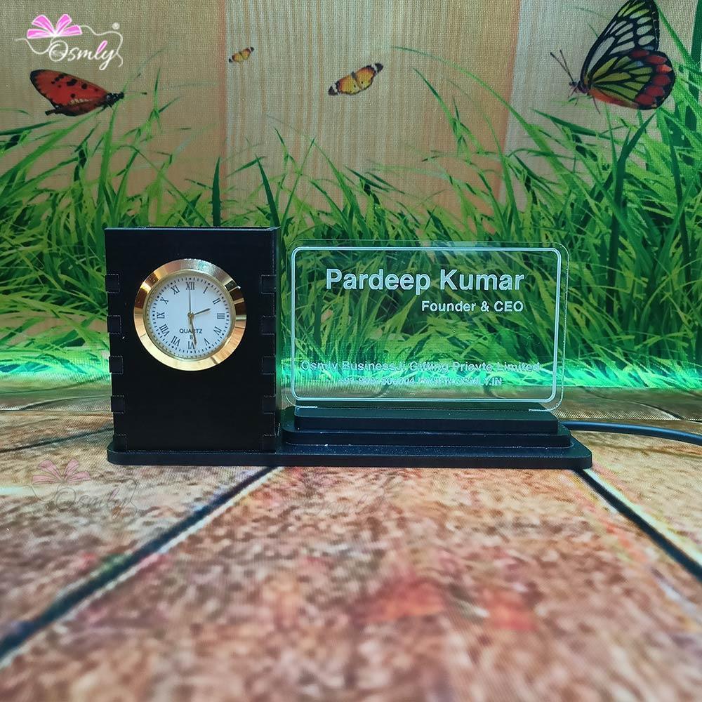 MDF Acrylic Pen Stand Clock - OSMLY