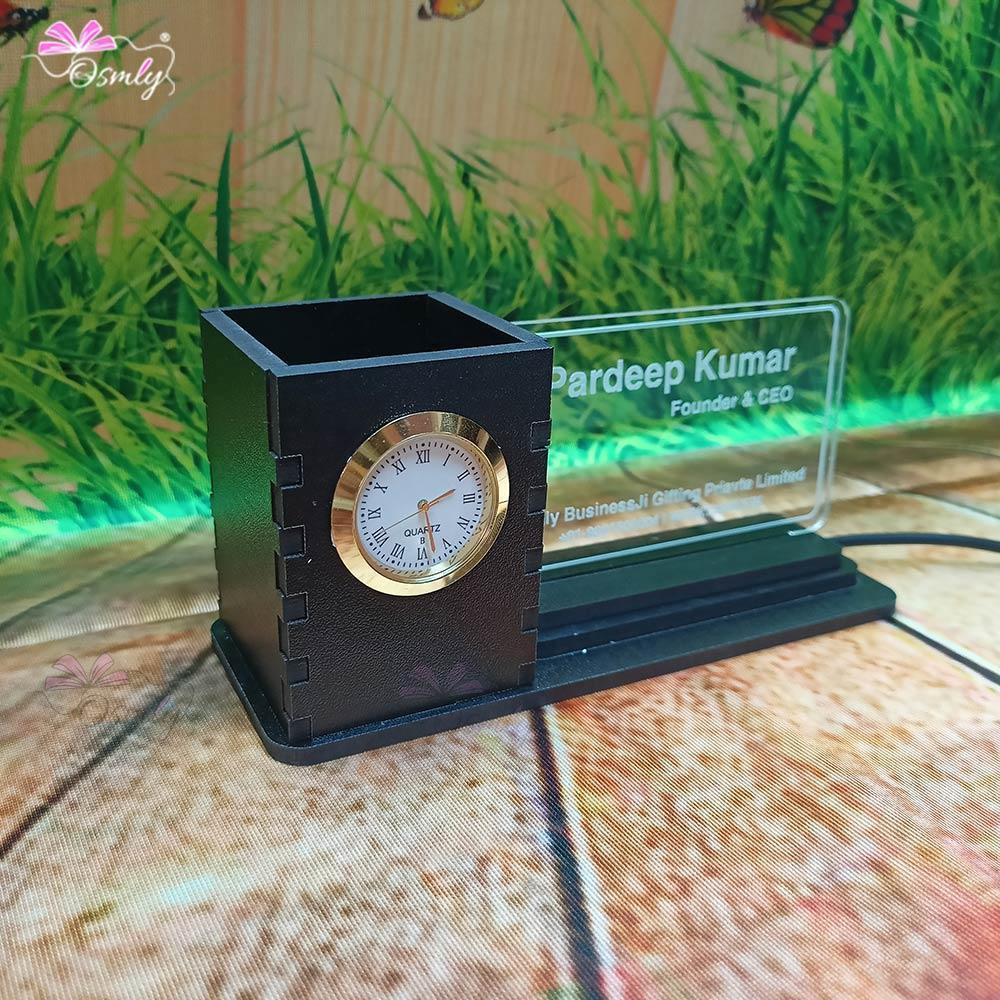 MDF Acrylic Pen Stand Clock - OSMLY