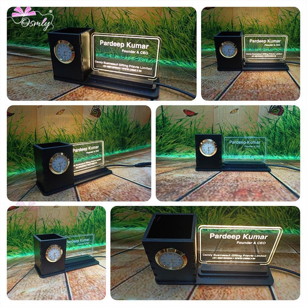 MDF Acrylic Pen Stand Clock - OSMLY