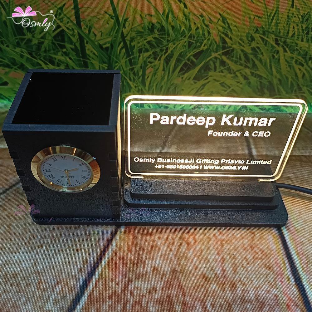 MDF Acrylic Pen Stand Clock - OSMLY