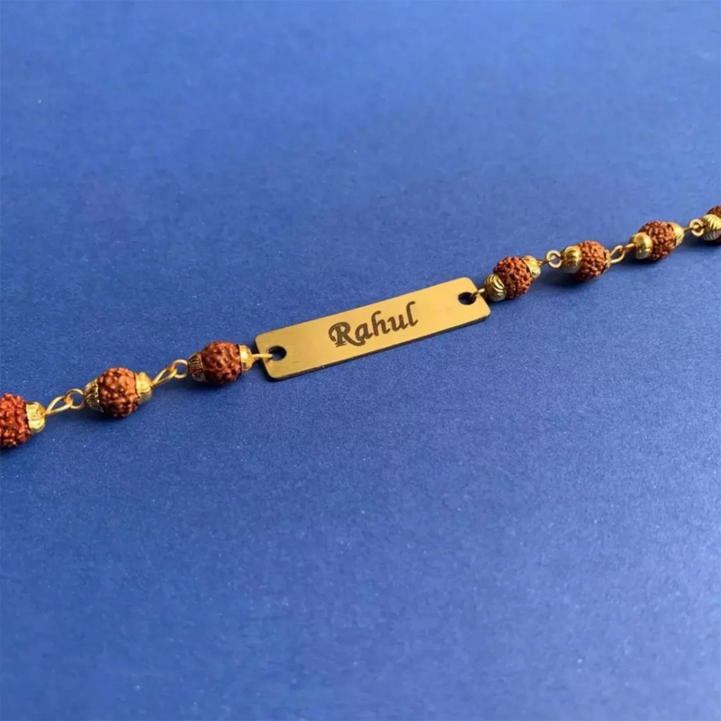 Personalized Rudraksha Metal Rakhi - OSMLY