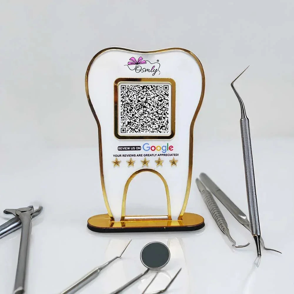 customisedToothShapeDentistQRStand - OSMLY