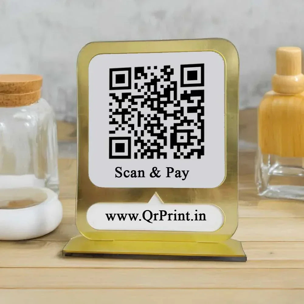 Customized Gold Border QR Stand - OSMLY