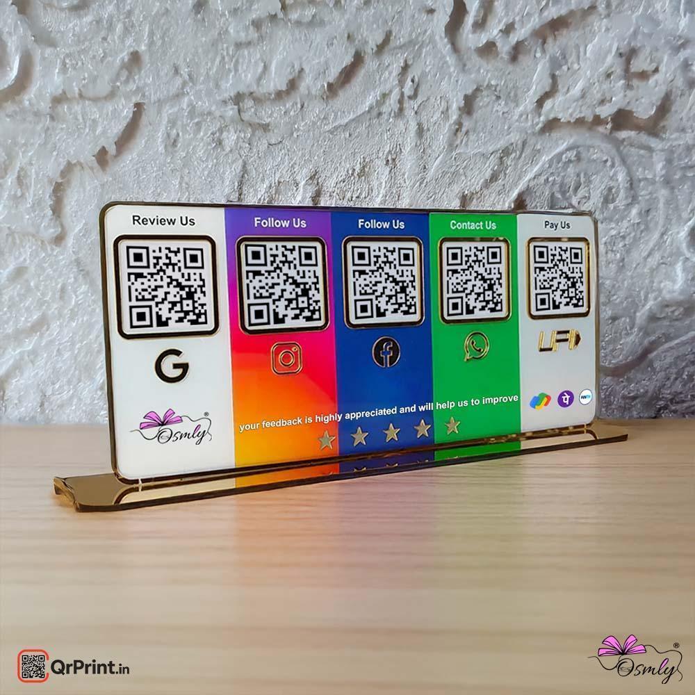 uvprintCustomizedAcrylicFiveQRStand - OSMLY