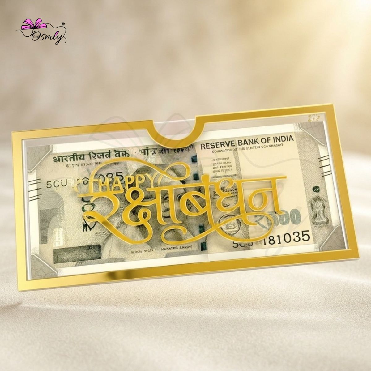 Gold Acrylic Cash Rakhi Envelope