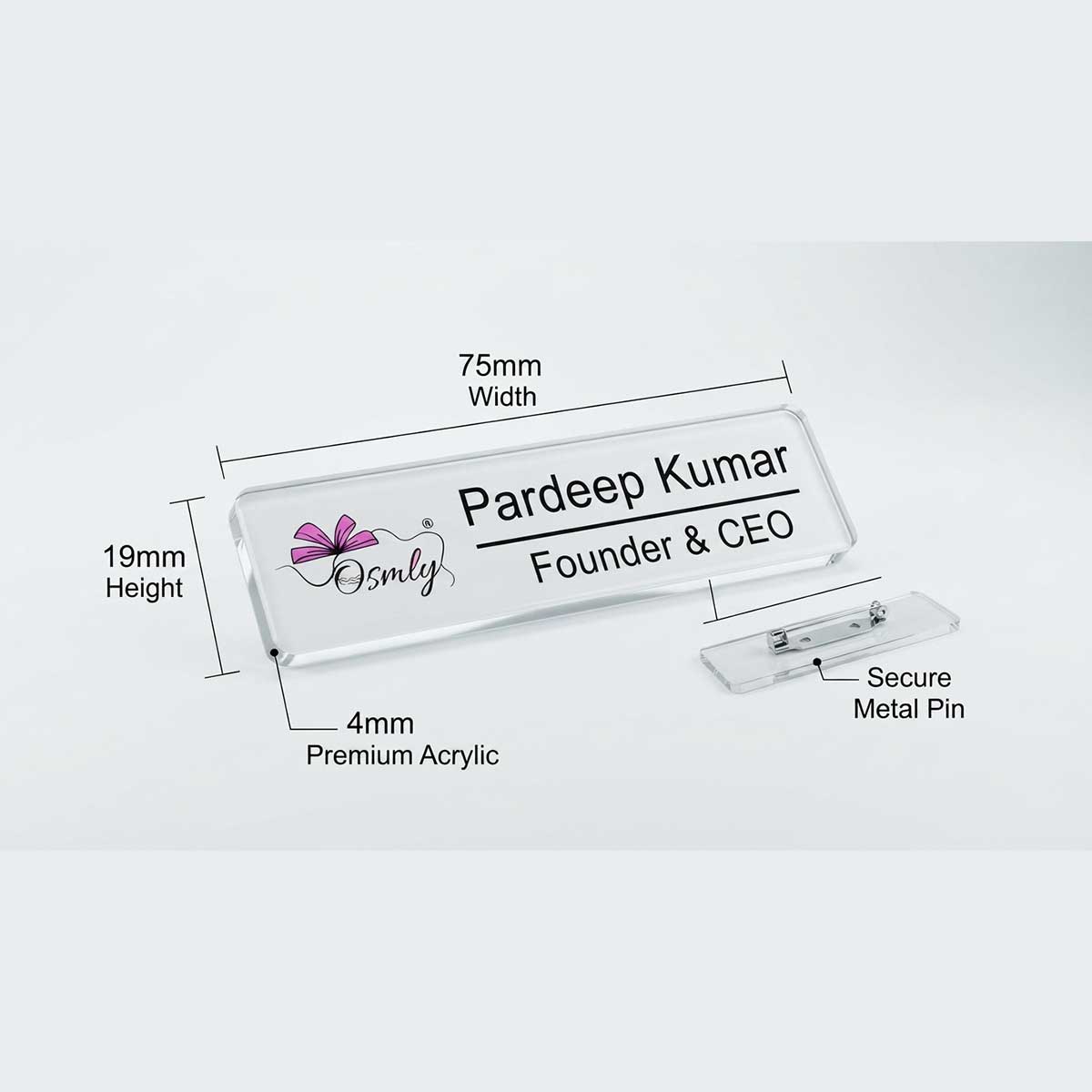 Rectangular Customized Acrylic Badge