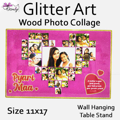 OSMLY Pyaari Maa Glitter Photo Collage from OSMLY Glitter MDF Frame