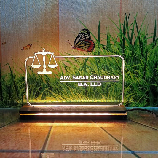 Acrylic Advocate Name Plate Laser Engrave LED Base Glowing - OSMLY