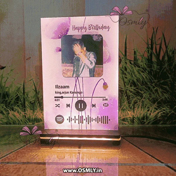 Purple Flower Theme Spotify QR Plaque - OSMLY