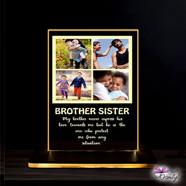 OSMLY Customized Acrylic Brother Sister Lamp from OSMLY Acrylic Rakhi LED Plaque