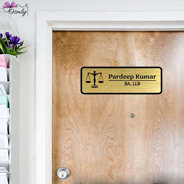 OSMLY ABS Gold Acrylic Name Plate For Advocate from OSMLY Name Plate