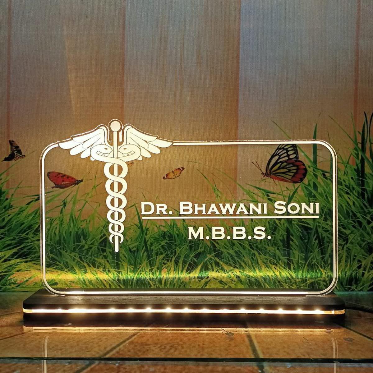 OSMLY Acrylic Doctor Name Plate LED Glowing Base - Buy Online Name Plate