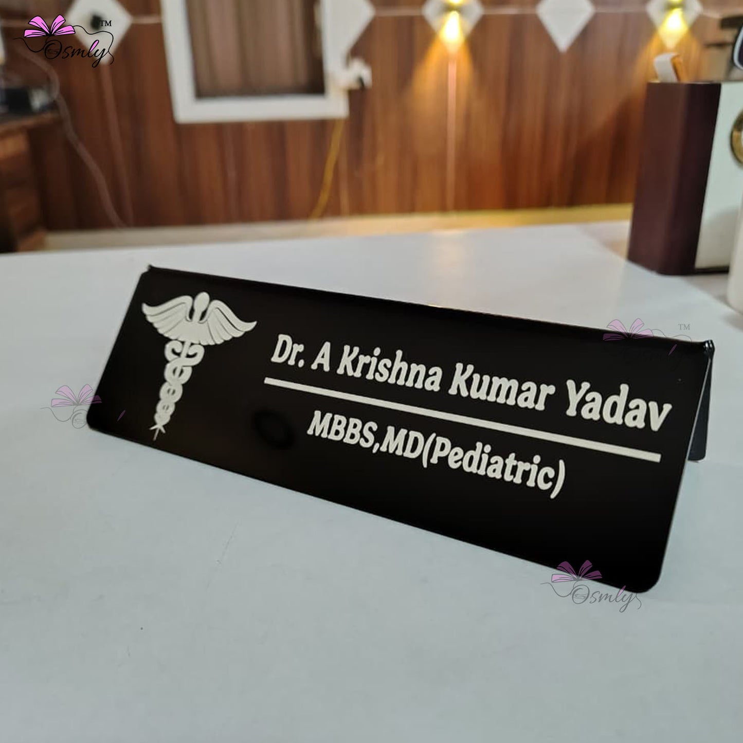 Acrylic Doctor Name Plate Black
