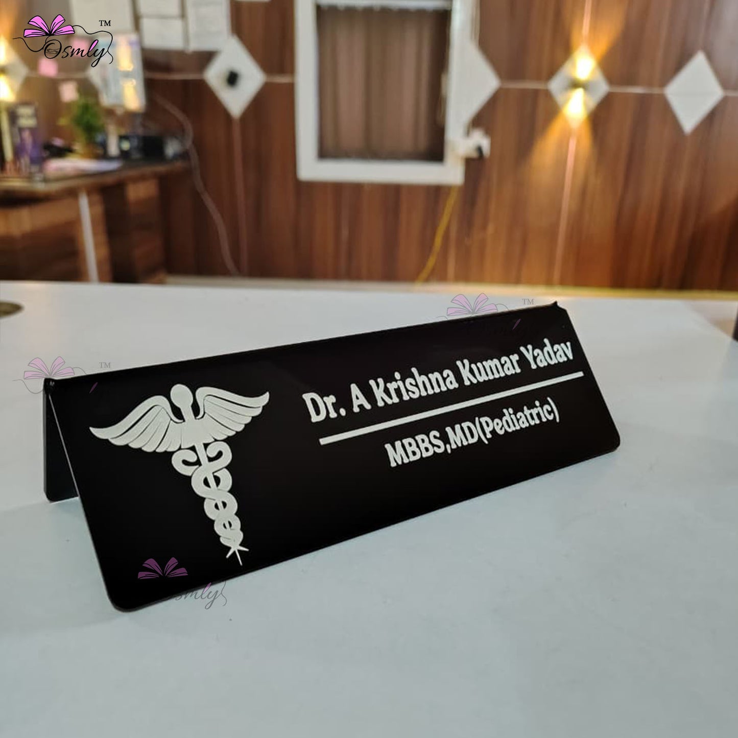 Acrylic Doctor Name Plate Black