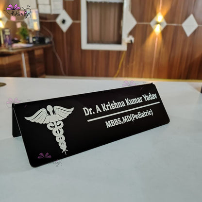Acrylic Doctor Name Plate Black