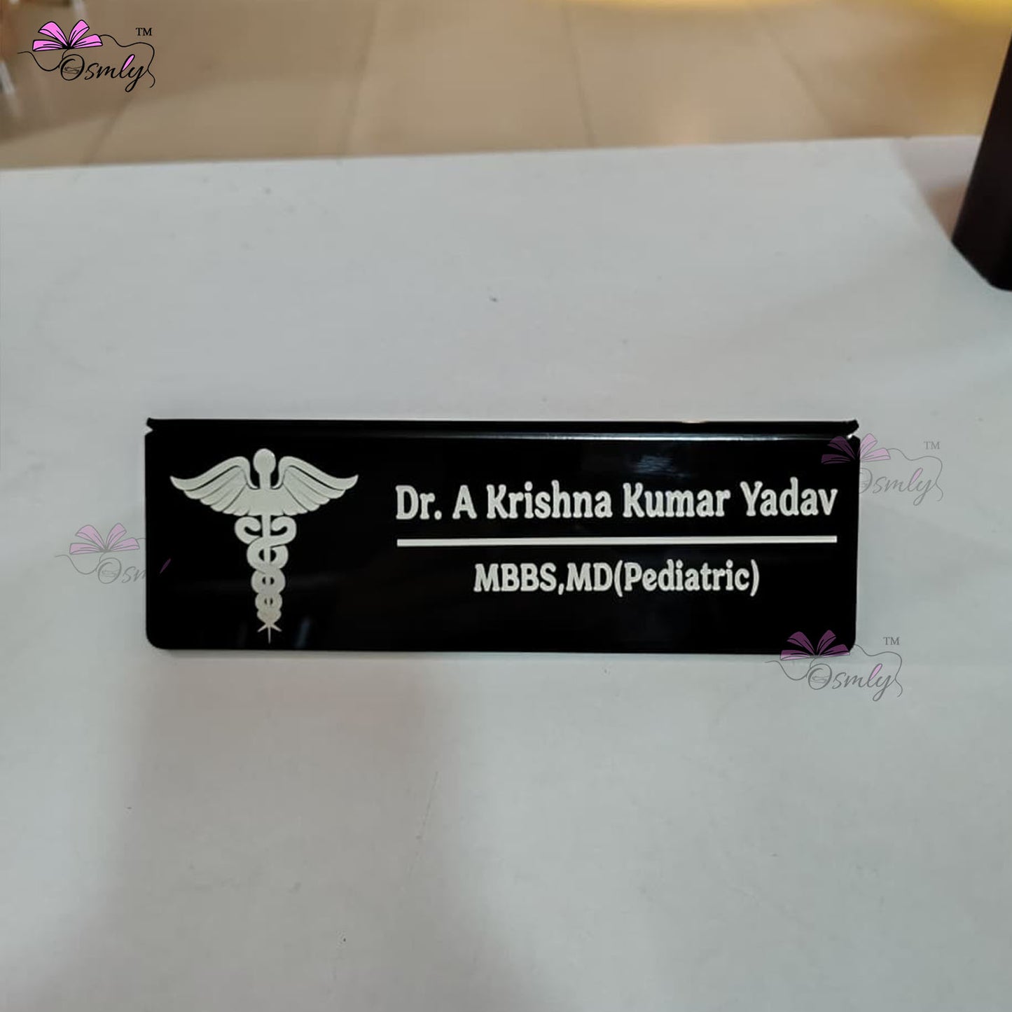 Acrylic Doctor Name Plate Black