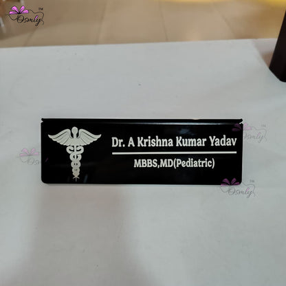 Acrylic Doctor Name Plate Black