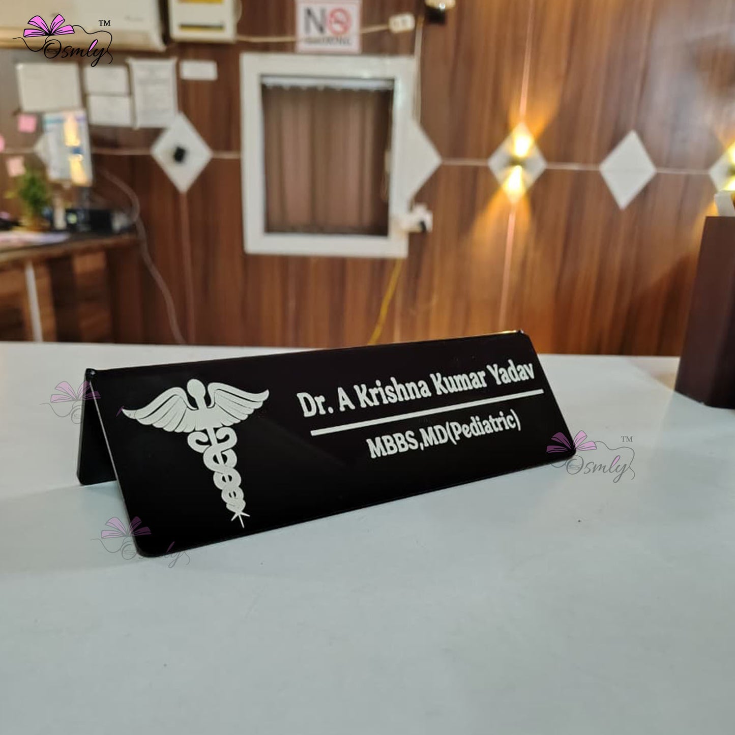 Acrylic Doctor Name Plate Black
