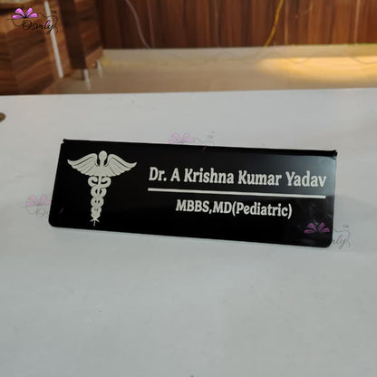 Acrylic Doctor Name Plate Black