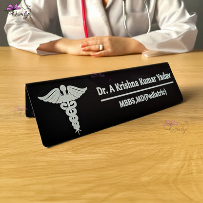 Acrylic Doctor Name Plate Black