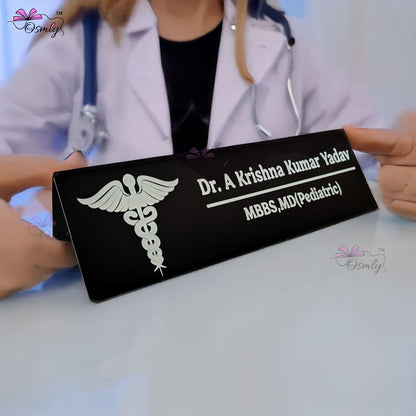 Acrylic Doctor Name Plate Black