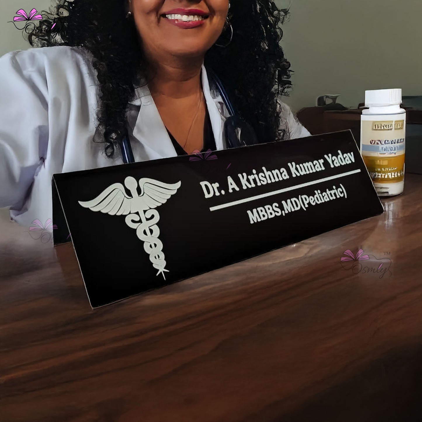 Acrylic Doctor Name Plate Black